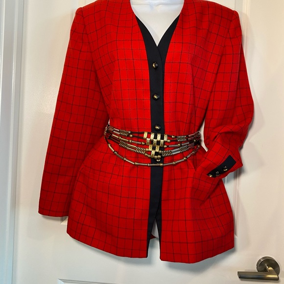 Vintage Red Sasson Paris New York Red Check Blazer - Picture 6 of 11
